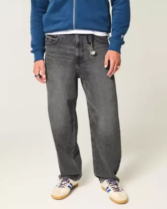 Verwaschene schwarze Skater-Baggy-Jeans