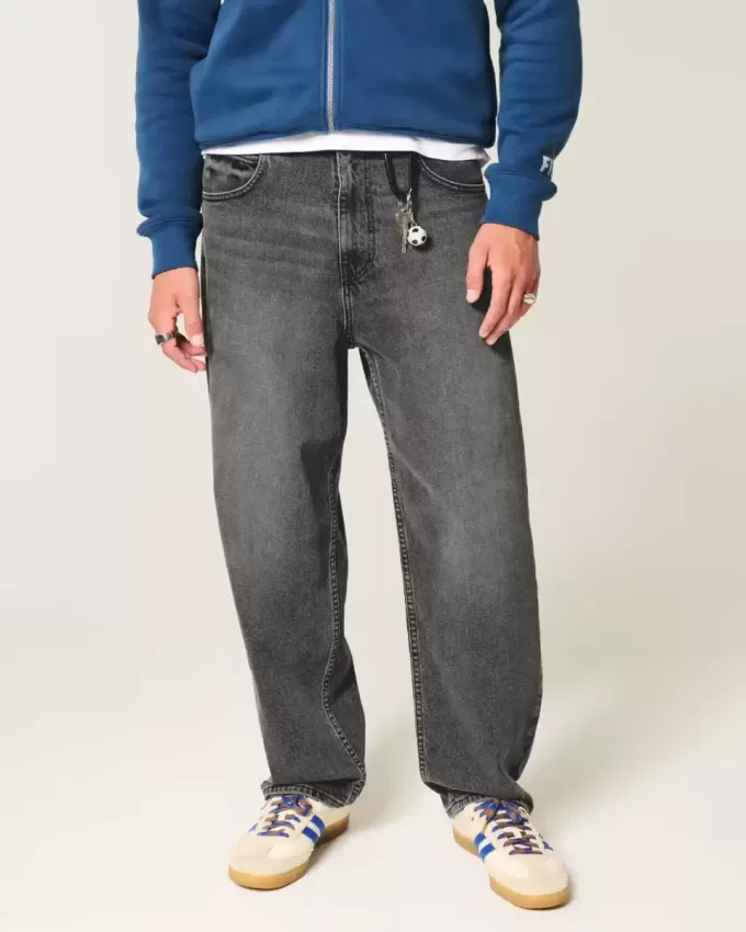 Verwaschene schwarze Skater-Baggy-Jeans Verwaschene schwarze Skater-Baggy-Jeans