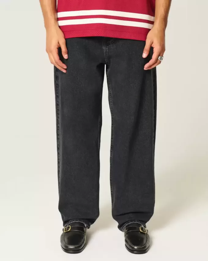 Verwaschene schwarze Skater-Baggy-Jeans