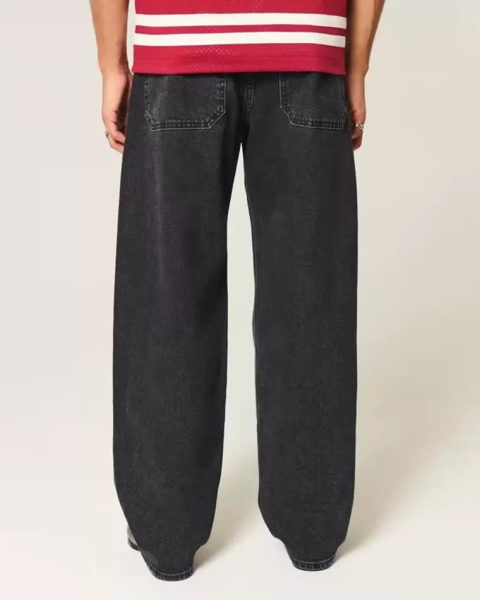 Verwaschene schwarze Skater-Baggy-Jeans