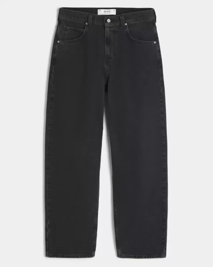 Verwaschene schwarze Skater-Baggy-Jeans