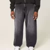 Verwaschene schwarze Skater-Baggy-Jeans mit Logo-Grafik