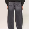 Verwaschene schwarze Skater-Baggy-Jeans mit Logo-Grafik