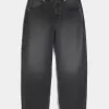 Verwaschene schwarze Skater-Baggy-Jeans mit Logo-Grafik