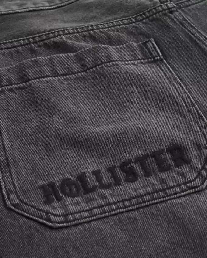 Verwaschene schwarze Skater-Baggy-Jeans mit Logo-Grafik