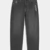 Verwaschene schwarze Skater-Baggy-Jeans mit Spielkarten-Joker-Grafik