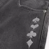 Verwaschene schwarze Skater-Baggy-Jeans mit Spielkarten-Joker-Grafik