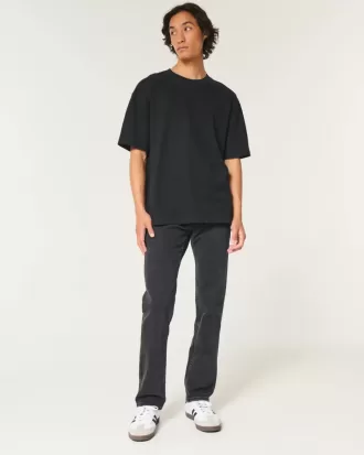 Verwaschene schwarze Slim Straight Jeans