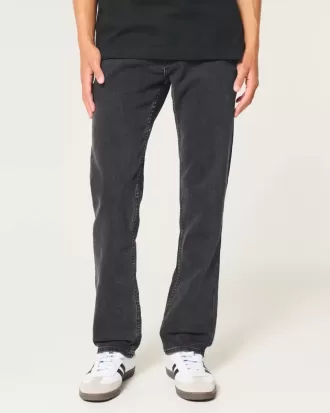 Verwaschene schwarze Slim Straight Jeans
