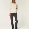 Verwaschene schwarze Straight Jeans