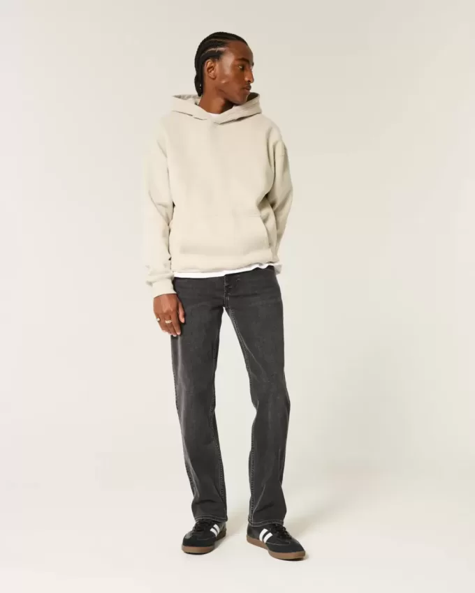 Verwaschene schwarze Straight Jeans