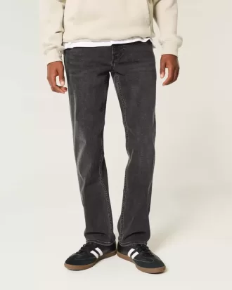 Verwaschene schwarze Straight Jeans