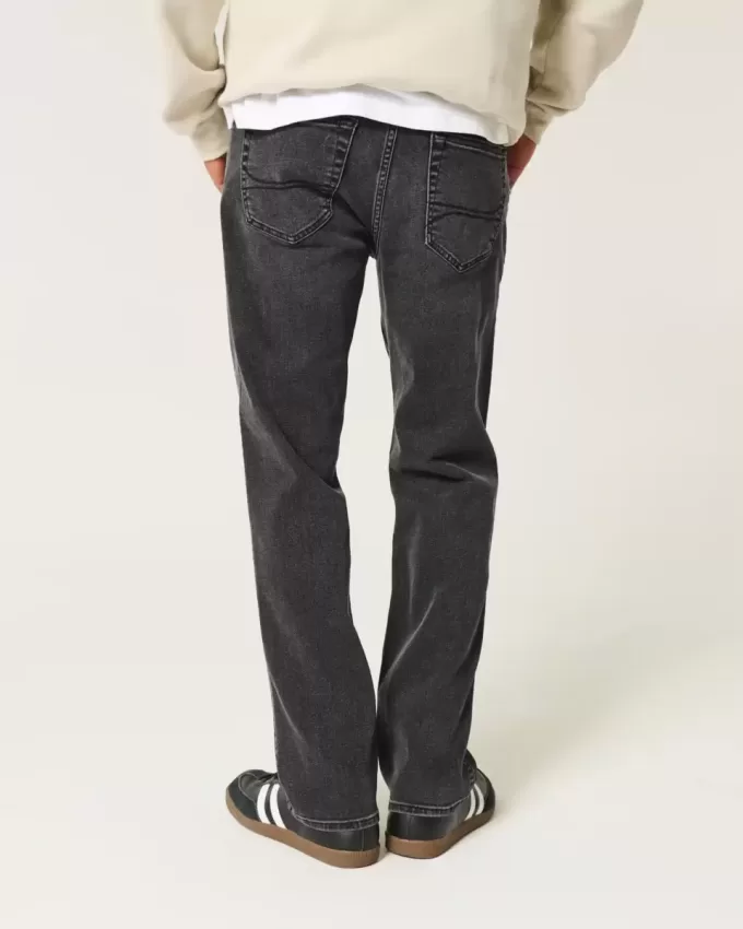 Verwaschene schwarze Straight Jeans