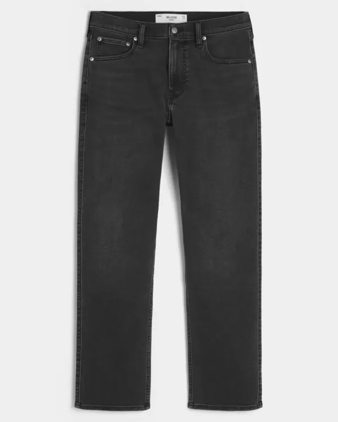 Verwaschene schwarze Straight Jeans