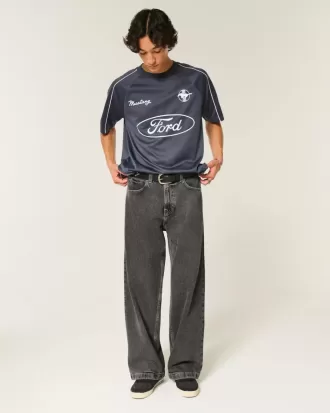 Verwaschene schwarze Super Baggy-Jeans