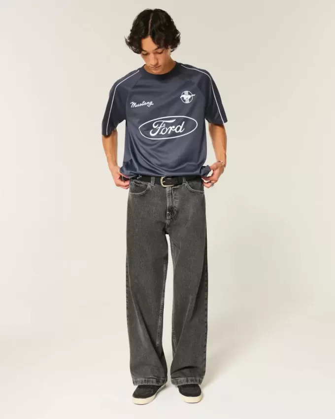 Verwaschene schwarze Super Baggy-Jeans Verwaschene schwarze Super Baggy-Jeans