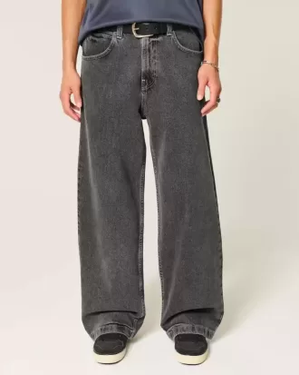 Verwaschene schwarze Super Baggy-Jeans
