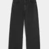 Verwaschene schwarze Super Baggy-Jeans mit Sterngrafik