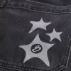Verwaschene schwarze Super Baggy-Jeans mit Sterngrafik