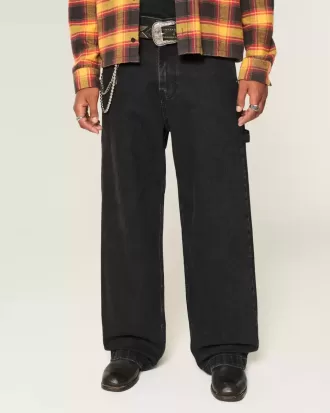 Verwaschene schwarze Super Baggy Painter Jeans
