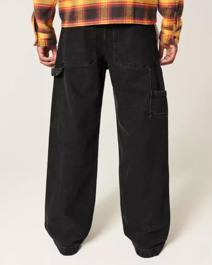 Verwaschene schwarze Super Baggy Painter Jeans