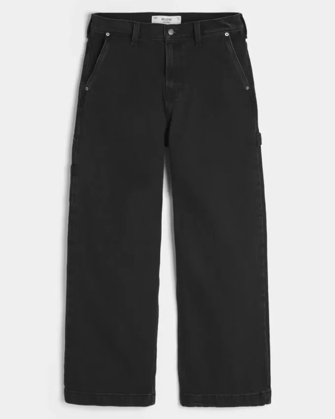 Verwaschene schwarze Super Baggy Painter Jeans