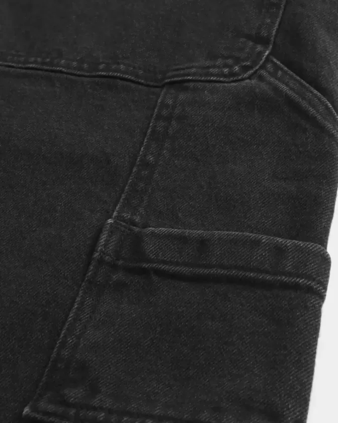 Verwaschene schwarze Super Baggy Painter Jeans