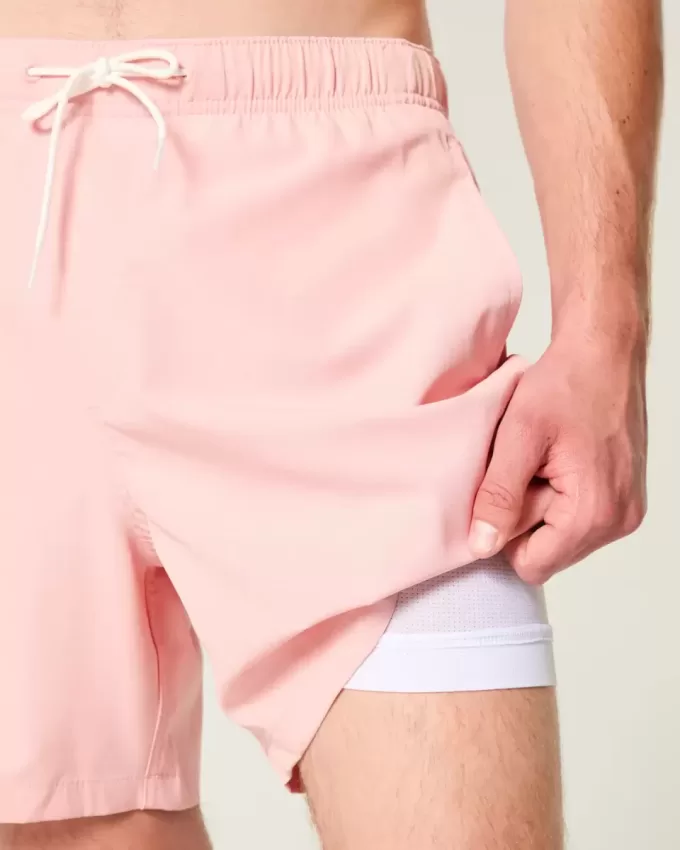 Volley-Badehose mit Hawaii-Grafik bis zur Mitte des Oberschenkels