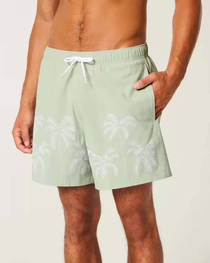 Volley-Badehose mit Stickerei bis zur Mitte des Oberschenkels