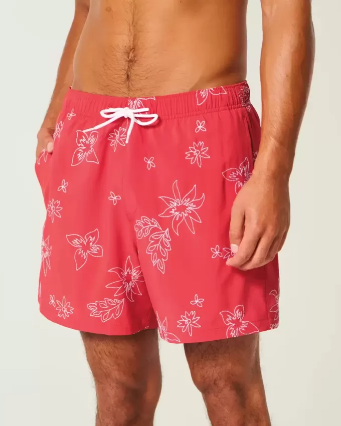 Volley-Badehose mit Stickerei bis zur Mitte des Oberschenkels