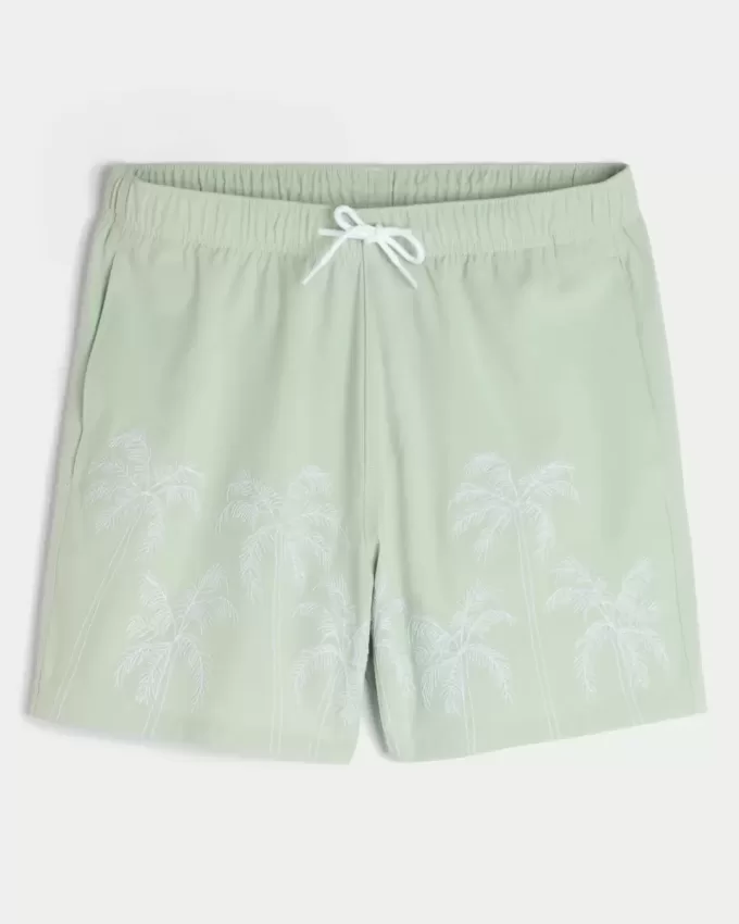Volley-Badehose mit Stickerei bis zur Mitte des Oberschenkels