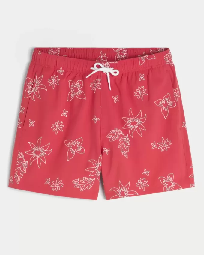 Volley-Badehose mit Stickerei bis zur Mitte des Oberschenkels