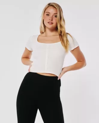 Waffel-Button-Down-T-Shirt