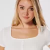 Waffel-Button-Down-T-Shirt