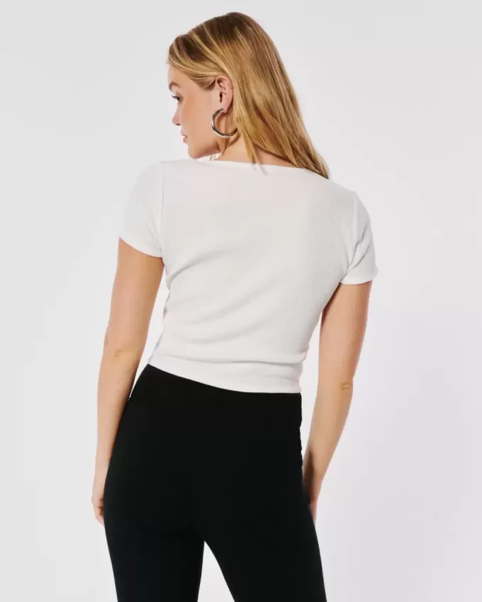 Waffel-Button-Down-T-Shirt