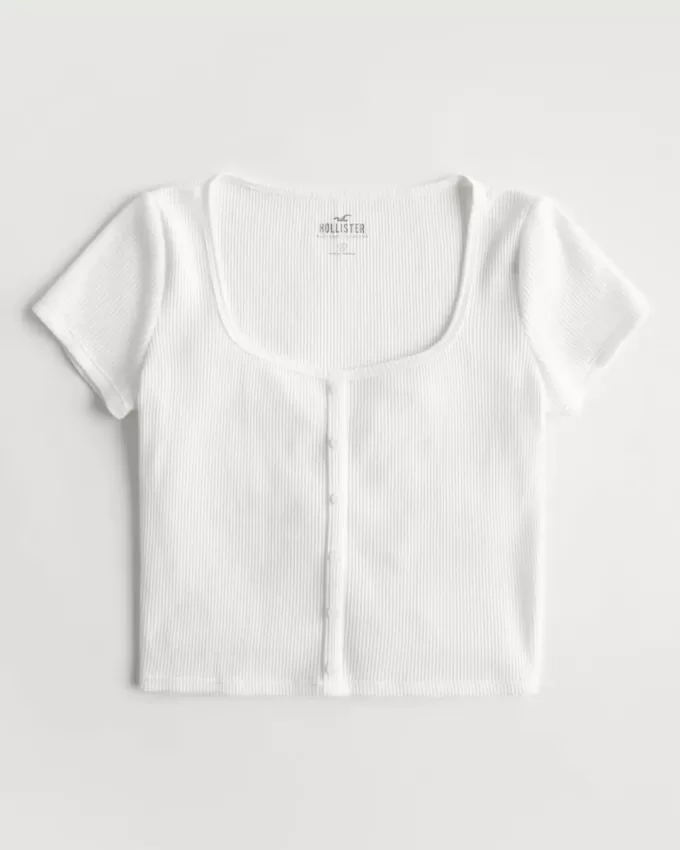 Waffel-Button-Down-T-Shirt