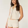 Weiche Shorts aus Leinenmischung mit seitlicher Schleife Weiche Shorts aus Leinenmischung mit seitlicher Schleife