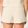 Weiche Shorts aus Leinenmischung mit seitlicher Schleife Weiche Shorts aus Leinenmischung mit seitlicher Schleife
