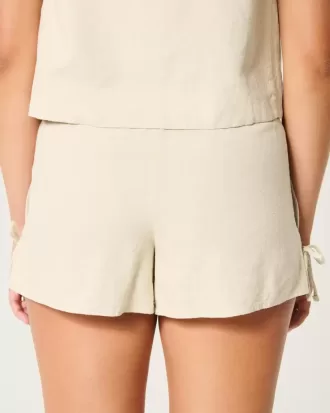 Weiche Shorts aus Leinenmischung mit seitlicher Schleife