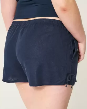 Weiche Shorts aus Leinenmischung mit seitlicher Schleife