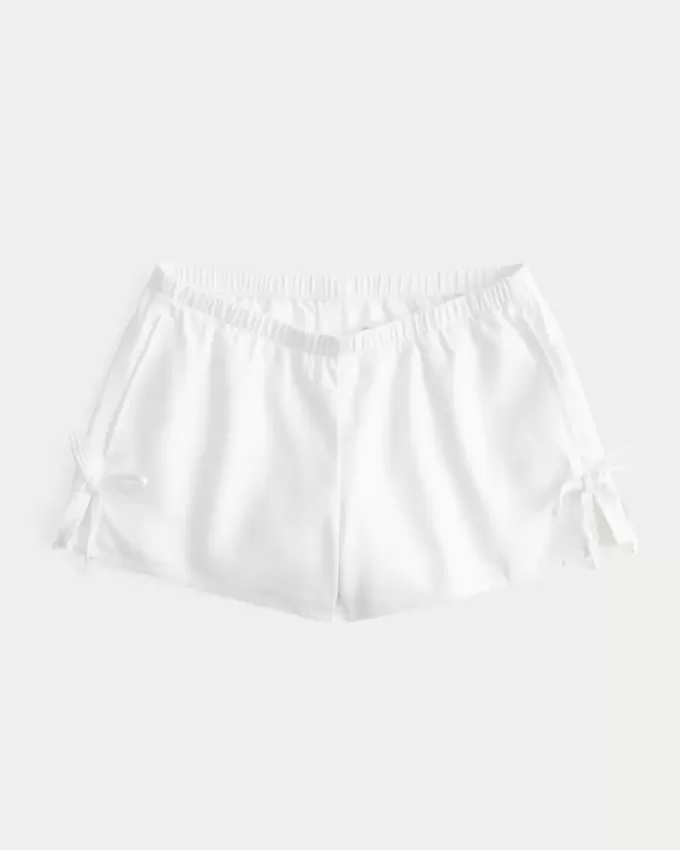 Weiche Shorts aus Leinenmischung mit seitlicher Schleife