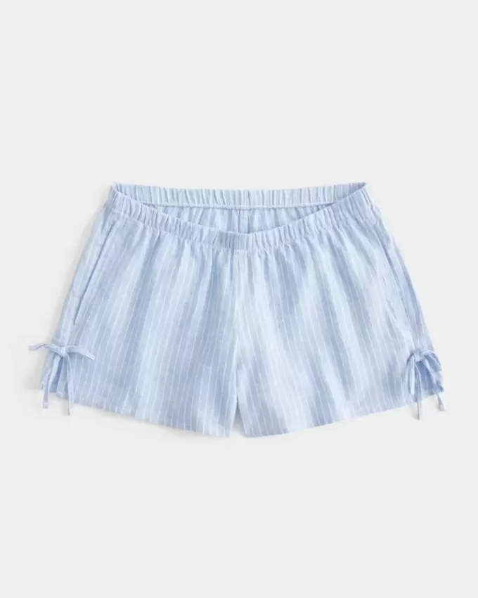 Weiche Shorts aus Leinenmischung mit seitlicher Schleife
