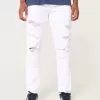 Weiße, sportliche Röhrenjeans