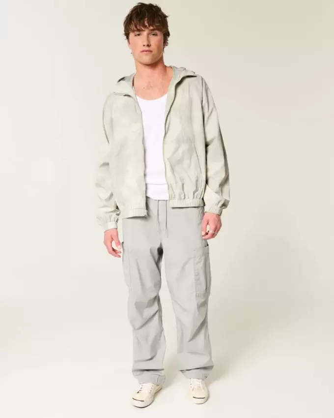 Windjacke mit Reißverschluss und Camouflage-Muster