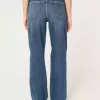 Zerrissene Dad-Jeans mit ultrahohem Bund und dunkler Waschung