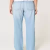 Zerrissene, lockere Straight-Jeans mit niedriger Taille und heller Waschung