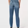 Zerrissene Mom-Jeans mit ultrahohem Bund und mittlerer Waschung