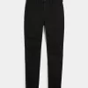 Zerrissene schwarze Jeans-Leggings mit hohem Bund