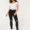 Zerrissene schwarze Super Skinny Jeans mit hohem Bund