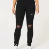 Zerrissene schwarze Super Skinny Jeans mit hohem Bund